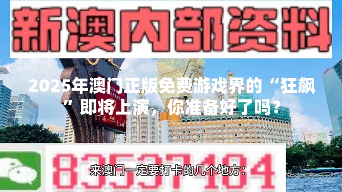 2025年澳门正版免费游戏界的“狂飙”即将上演，你准备好了吗？