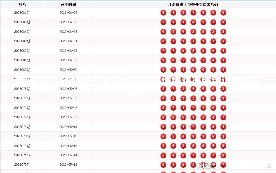 新澳门开奖结果+开奖记录表查询你绝对不能错过的精彩内容！