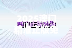 2025澳门精准正版免费你绝对不能错过的“真香”体验！