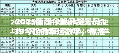 2025新澳今晚开奖号码139今晚的幸运数字，你准备好了吗？