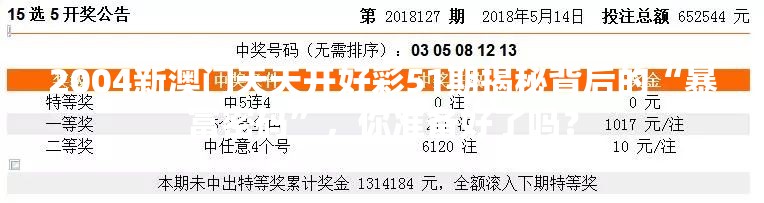 2004新澳门天天开好彩51期揭秘背后的“暴富密码”，你准备好了吗？