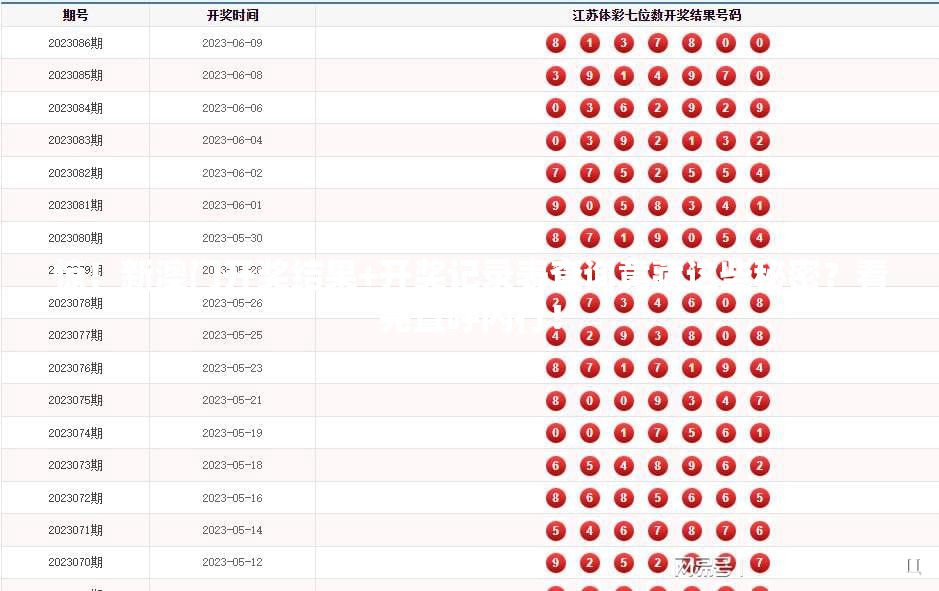 惊！新澳门开奖结果+开奖记录表查询竟藏这些秘密？看完直呼内行！