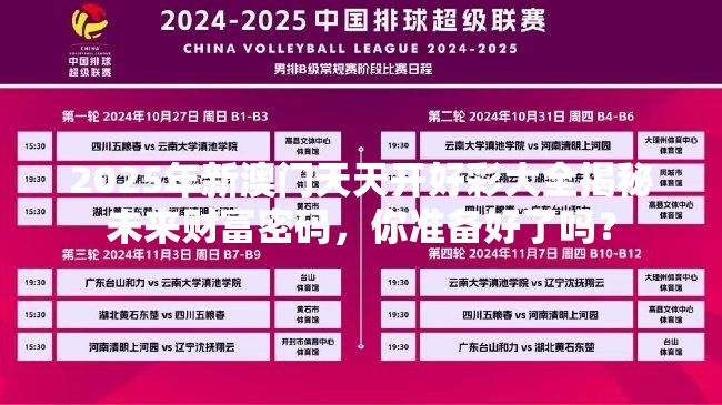 2025年新澳门天天开好彩大全揭秘未来财富密码，你准备好了吗？