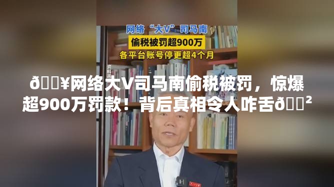 网络大V司马南偷税被罚超900万