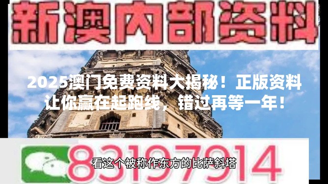 2025澳门免费资料大揭秘！正版资料让你赢在起跑线，错过再等一年！