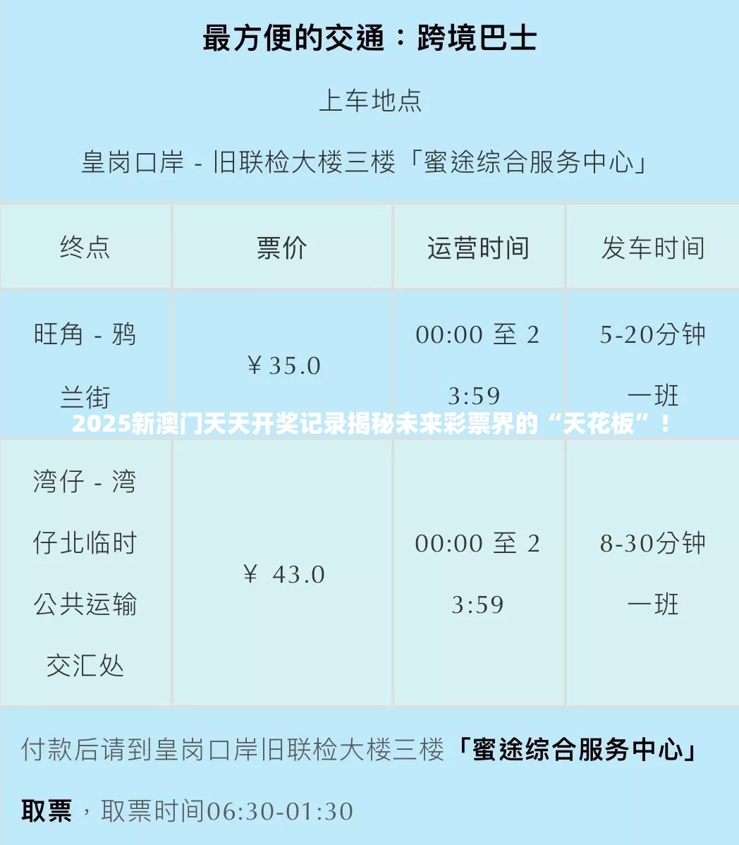 2025新澳门天天开奖记录揭秘未来彩票界的“天花板”！